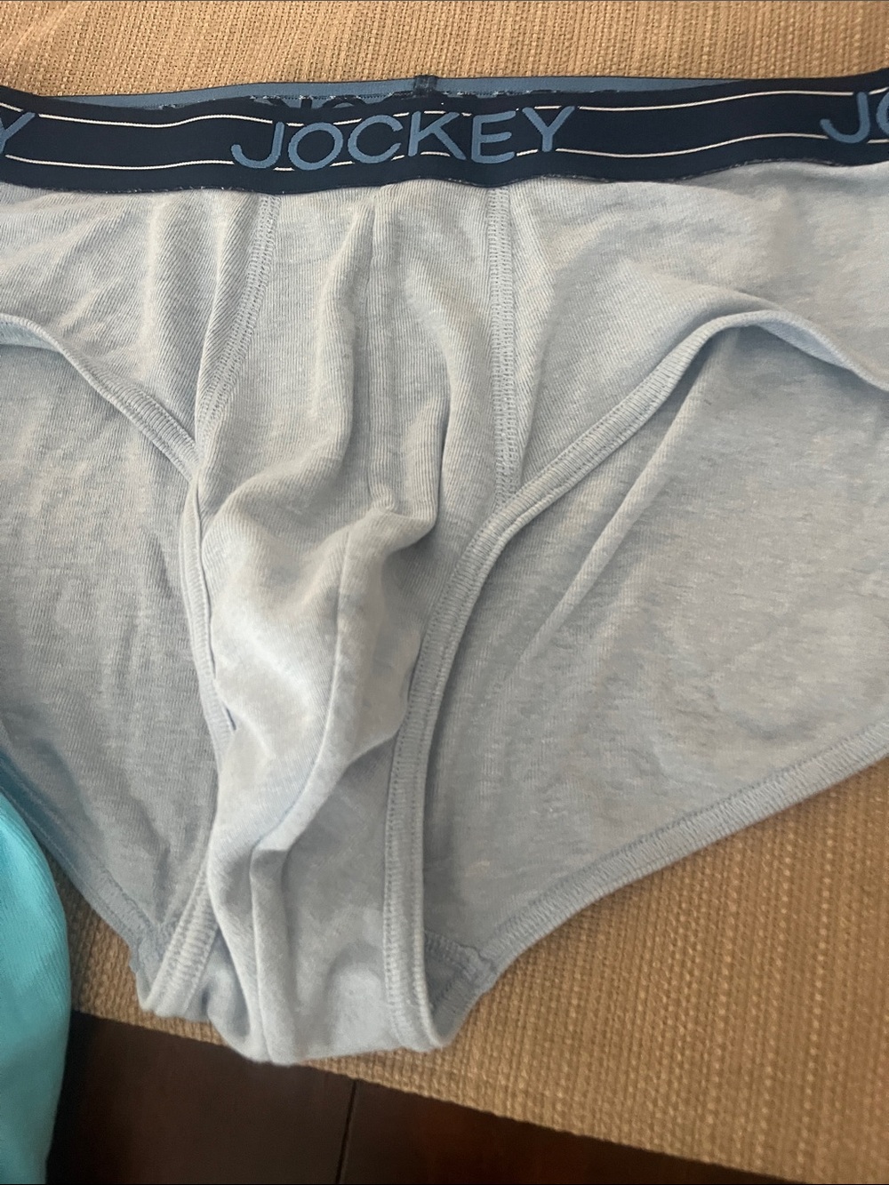 Jockey Men' no fly pouch Briefs Aqua BlueLight Gray (2-Pack)men’s large - Picture 3 of 5